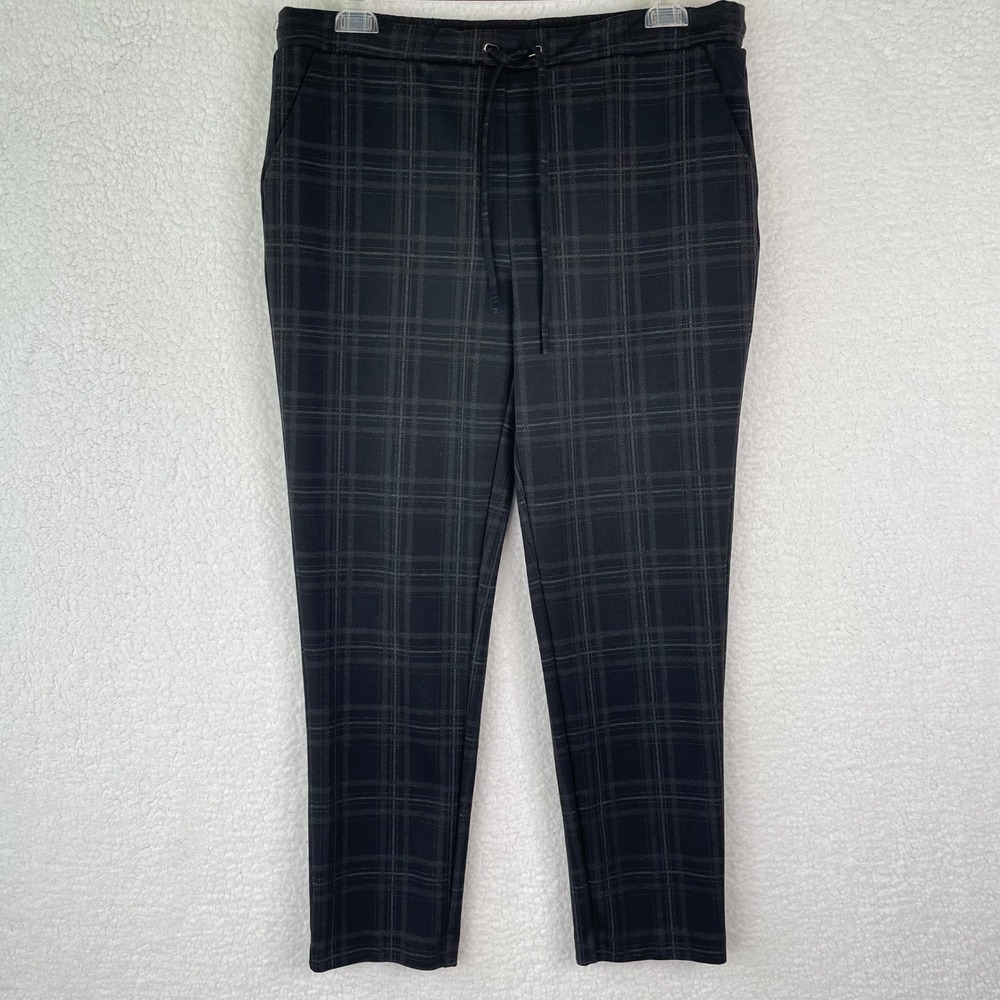 Jules & Leopold Womens Plaid Drawstring Ankle Pants Black Grey CHU23938 Large